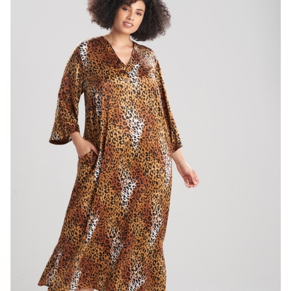 Natori Animal Print Kaftan in Black and Brown New Without Tags - Picture 16 of 16
